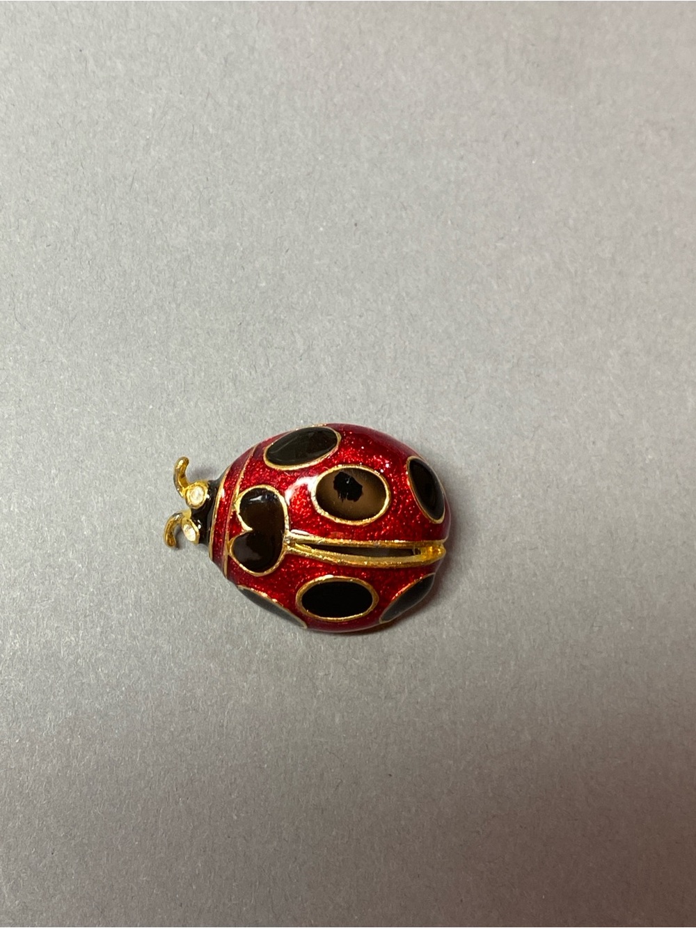 Vintage rhinestone enamel ladybug pin